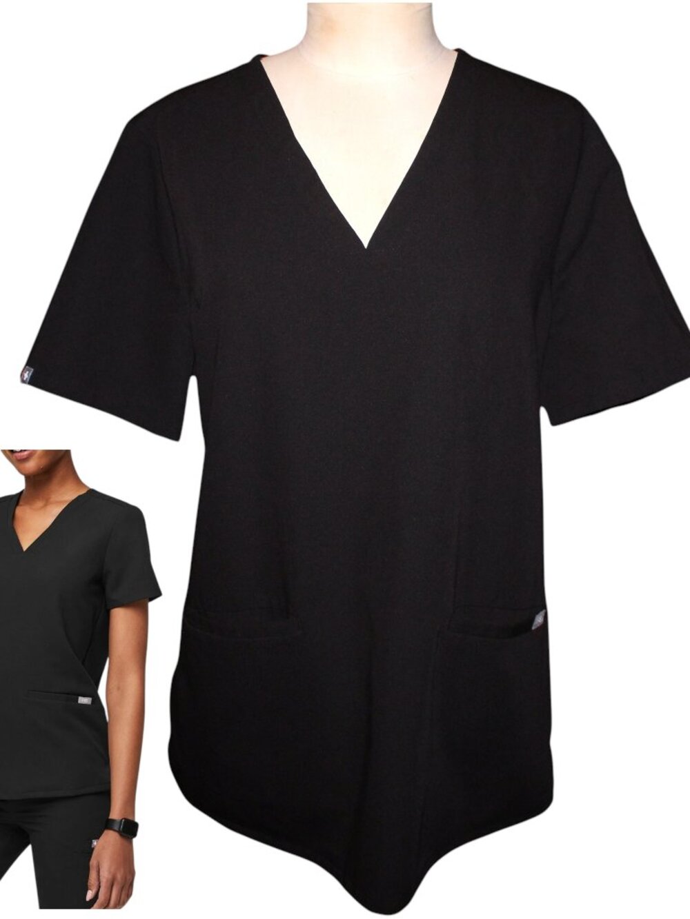 Figs Women’s Casma Three-Pocket Scrub Top Black Size XL